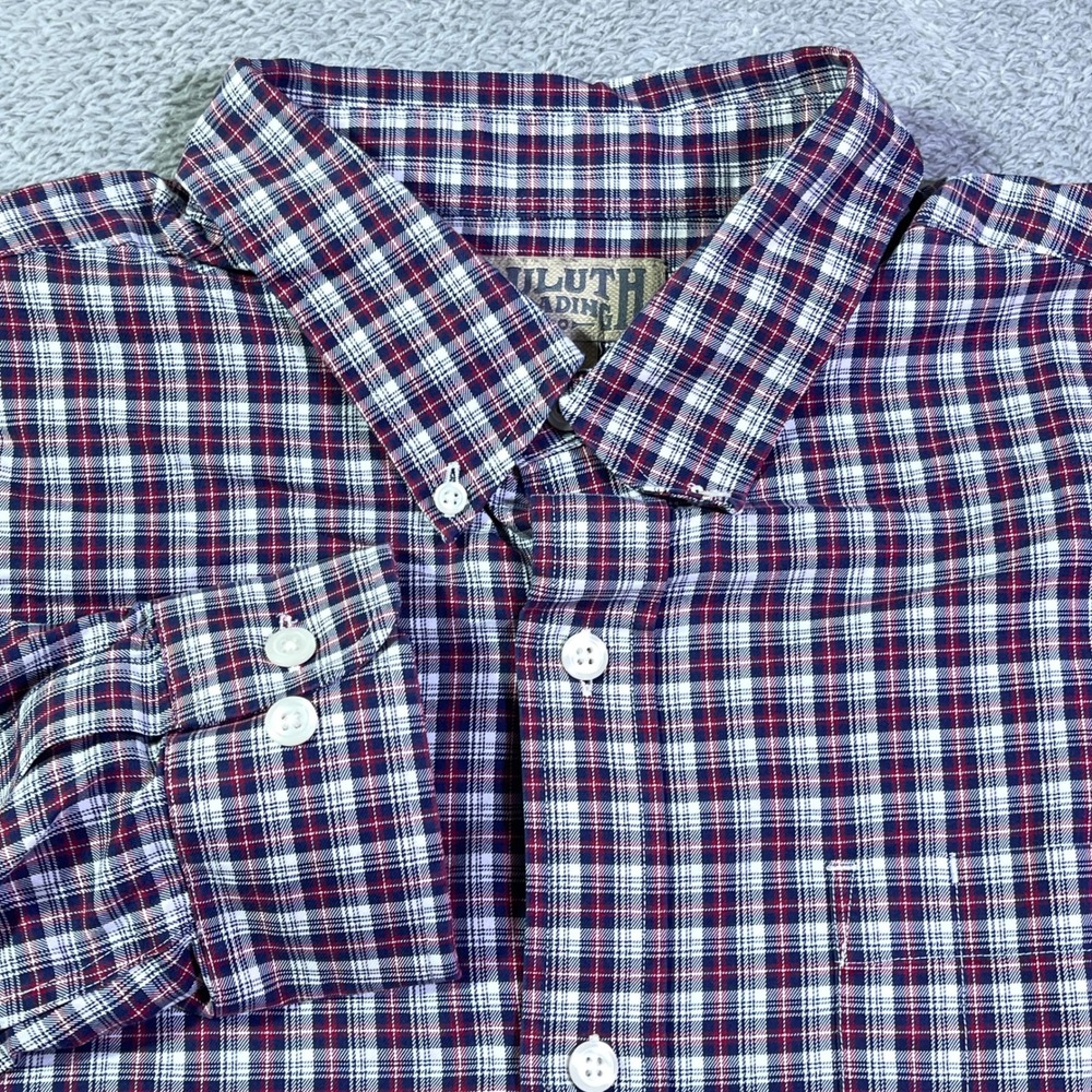 Duluth Trading Co Plaid Long Sleeve Button Up Shirt Men's Size L